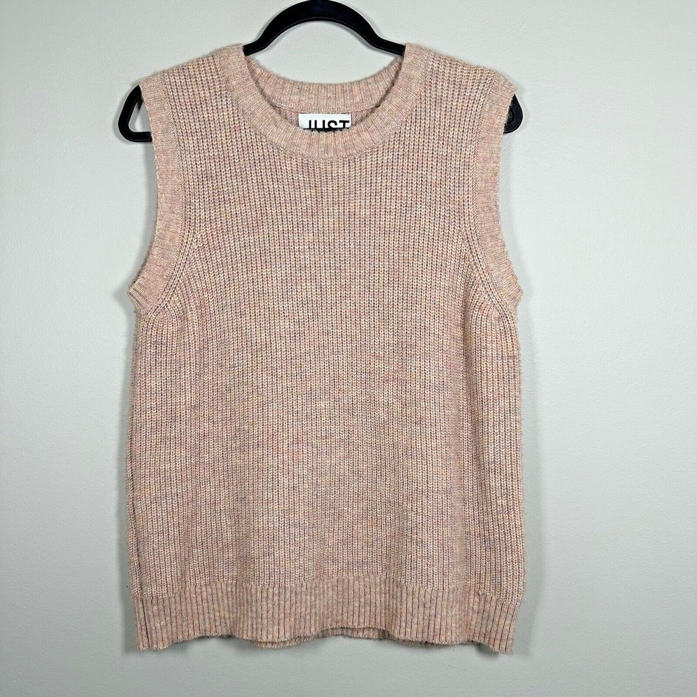 JUST Female Medium Sweater Vest Pink Sleeveless Wool Alpaca Blend Ribbed Knit